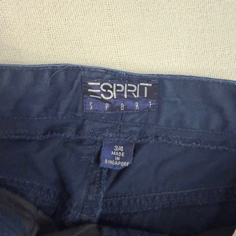 Vintage Esprit Sport Navy Blue High Waisted Straight Leg Chino Pants Size 3/4
